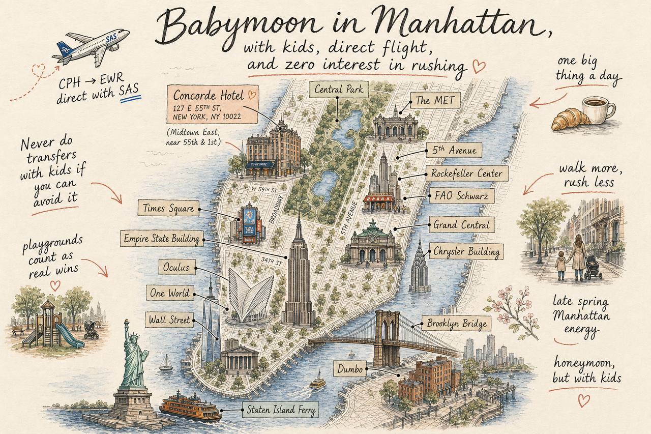 Babymoon in Manhattan, with kids, direct flight, and zero interest in rushing