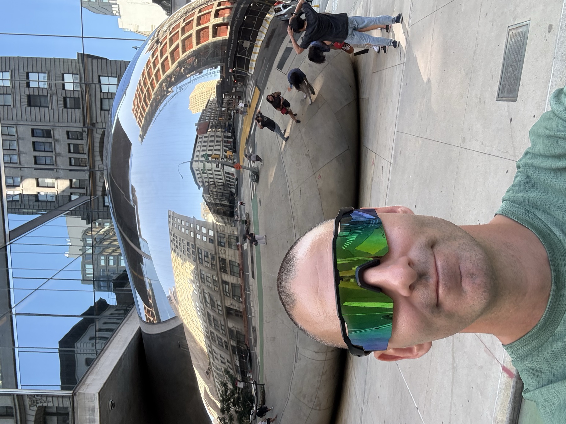 Nikolaj in sunglasses at the Bean, because New York will hand you a reflective object and dare you not to pose